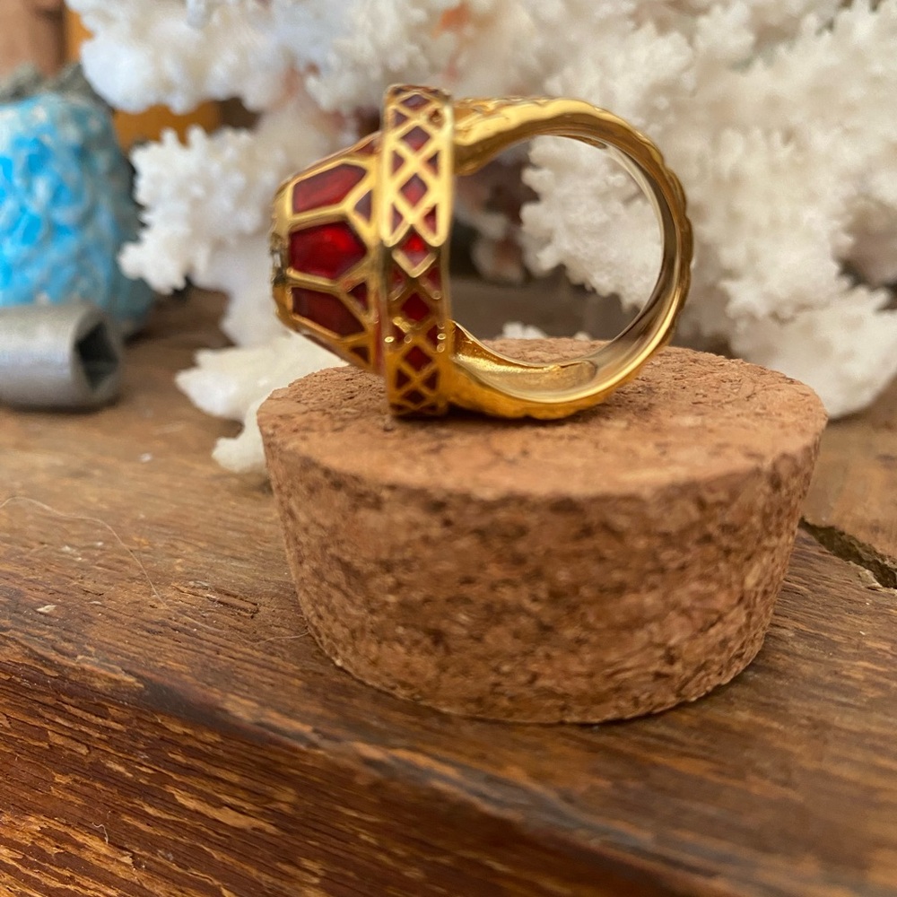 Tracy Porter Red and Gold Mosaic Ring - Picture 5 of 10